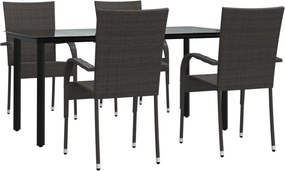 vidaXL 5 részes barna polyrattan kerti étkezőgarnitúra