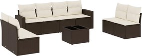 vidaXL 9 részes barna polyrattan kerti ülőgarnitúra párnákkal