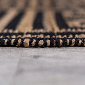 Fekete-natúr színű kézi szövésű jutakeverék futószőnyeg 80x230 cm Meander Jute – Flair Rugs