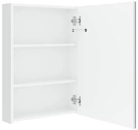 fényes fehér LED-es tükrös fürdőszobaszekrény 50 x 13 x 70 cm