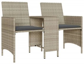 2 személyes szürke polyrattan kerti kanapé asztallal/székkel