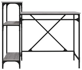 szürke sonoma fa és vas íróasztal polcokkal 105x50x90 cm