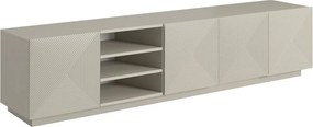 Asha RTV szekrény 200 cm - kasmír, bordázott előlap és nyitott polc
