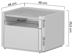 Elivo éjjeliszekrény 50 cm fiókkal - kasmír / olajozott tölgy