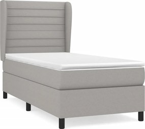 vidaXL világosszürke szövet rugós ágy matraccal 100 x 200 cm