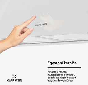Klarstein Kronleuchter XL, mennyezeti páraelszívó, 90 cm, 590 m³/ó, LED, érintőképernyős, fehér