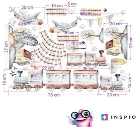 INSPIO Gyerekszoba falmatrica - Szürke vonatok