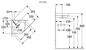 Villeroy & Boch 43714601 - Falra szerelhető sarokmosdó SUBWAY 32x32 cm kerámia/fehér