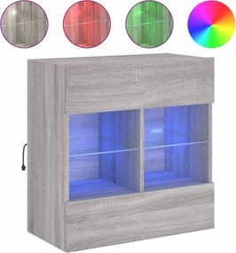 vidaXL szürke sonoma színű fali TV-szekrény LED-ekkel 58,5x30x60,5 cm
