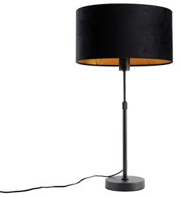 Asztali lámpa fekete ovális bársony lámpabúrával 35 cm - Parte