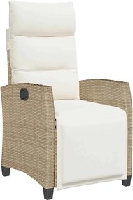 vidaXL bézs polyrattan fekvő kerti szék oldalsó asztallal