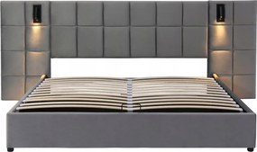 Kárpitozott ágy, ágy Usb hidraulikus tárolóval 180*200cm, szürke