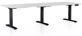 OfficeTech Long állítható magasságú asztal, 240 x 80 cm, fekete alap, világosszürke