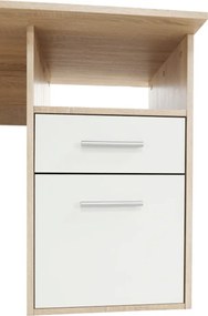 Sarok számítógépasztal, sonoma tölgyfa/fehér, MAURUS NEW MA11