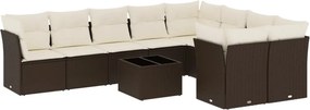 vidaXL 10 részes barna polyrattan kerti ülőgarnitúra párnákkal