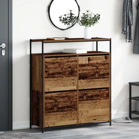 Cipőtartó 4 fiókkal Régi fa 100x34x112 cm