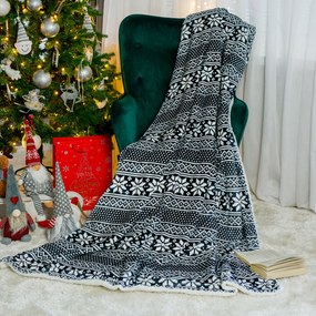 Kétoldalas bárány takaró, téli motívum, 150x200, MALENA