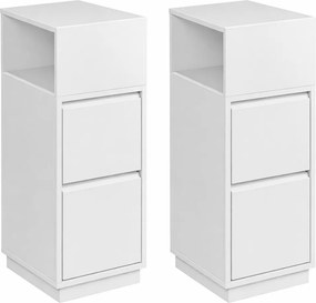 Éjjeliszekrény szett 2 keskeny éjjeliszekrény 2 fiókkal fehér