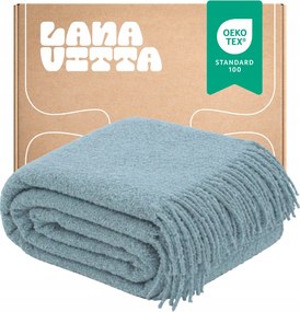 Boucle Lounge takaró Ágytakaró Gyapjú Pléd Világoskék 140×200 cm