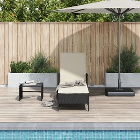 Napozóágy Fekete és krém szín PE Rattan 157 x 55 x 92 cm