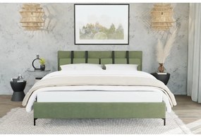 Zöld kárpitozott franciaágy ágyráccsal 180x200 cm Tulsa – Ropez