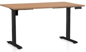 Állítható magasságú asztal OfficeTech B, 120 x 80 cm, fekete alap, bükkfa
