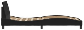 fekete szövet ágykeret fejtámlával matrac nélkül 80 x 200 cm