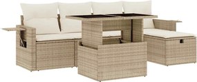 vidaXL 6 részes bézs polyrattan kerti ülőgarnitúra párnával
