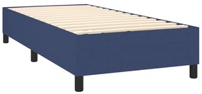 kék szövet rugós és LED-es ágy matraccal 100x200 cm