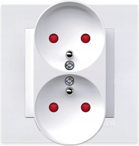 Exen Dupla földelt aljzat E-típusú rekeszek Fehér keret Fehér