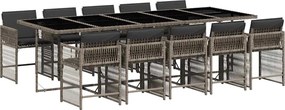 vidaXL 11 részes szürke polyrattan kerti ülőgarnitúra párnákkal
