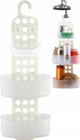 Fürdőszobai polc akasztós fúrás nélkül Zuhany alá Fehér Tömör