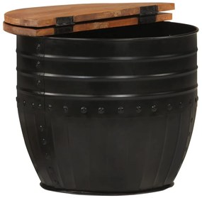 Fekete tömör újrahasznosított fa dohányzóasztal 50 x 39,5 cm