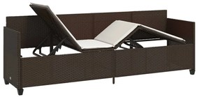 Barna polyrattan napozóágy párnával