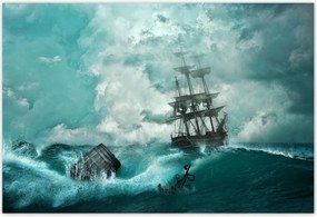 Poszterek 155x105 Vihar Tenger Hajó Tájkép