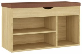 Sonoma tölgy forgácslap cipőtároló pad párnával 80 x 30 x 47 cm