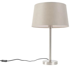 Modern asztali lámpa acél, taupe árnyalattal 35 cm - Simplo