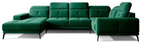 Zöld bársony sarokkanapé (jobb oldali-U alakú) Neviro – ELTAP