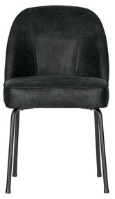 Fekete bőr étkezőszék szett 2 db-os Vogue – WOOOD