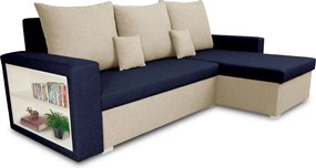 SAMI Kinyitható sarokkanapé Sötétkék/krém