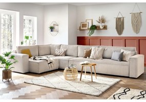 Krémszínű kordbársony sarokkanapé (bal oldali) Nihad modular – Bobochic Paris