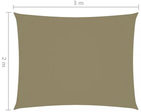 bézs téglalap alakú oxford-szövet napvitorla 2 x 3 m