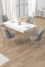Rewa étkezőgarnitúra, fehér-króm, 110 cm – TR240CHR3045