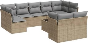 vidaXL 10 részes bézs polyrattan kerti ülőgarnitúra párnával