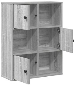szürke sonoma színű szerelt fa könyvespolc 60x24x76,5 cm