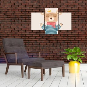 Kép - Bézs mackó koronával (90x60 cm)