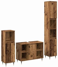 Fürdőszobai Bútor Készlet 3 pcs Öreg fa 30 x 30 x 180 cm