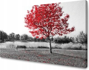 Vászonkép Szürke Piros levelek Kontraszt 90x60 cm