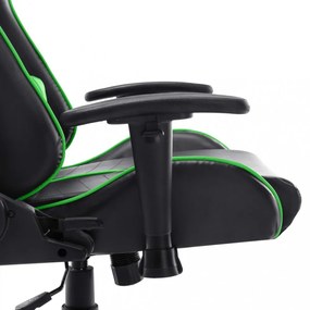fekete és zöld műbőr gamer szék