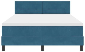Boxspring Ágy Matrace és LED világítással Sötét Kék 140x190 cm Bársony